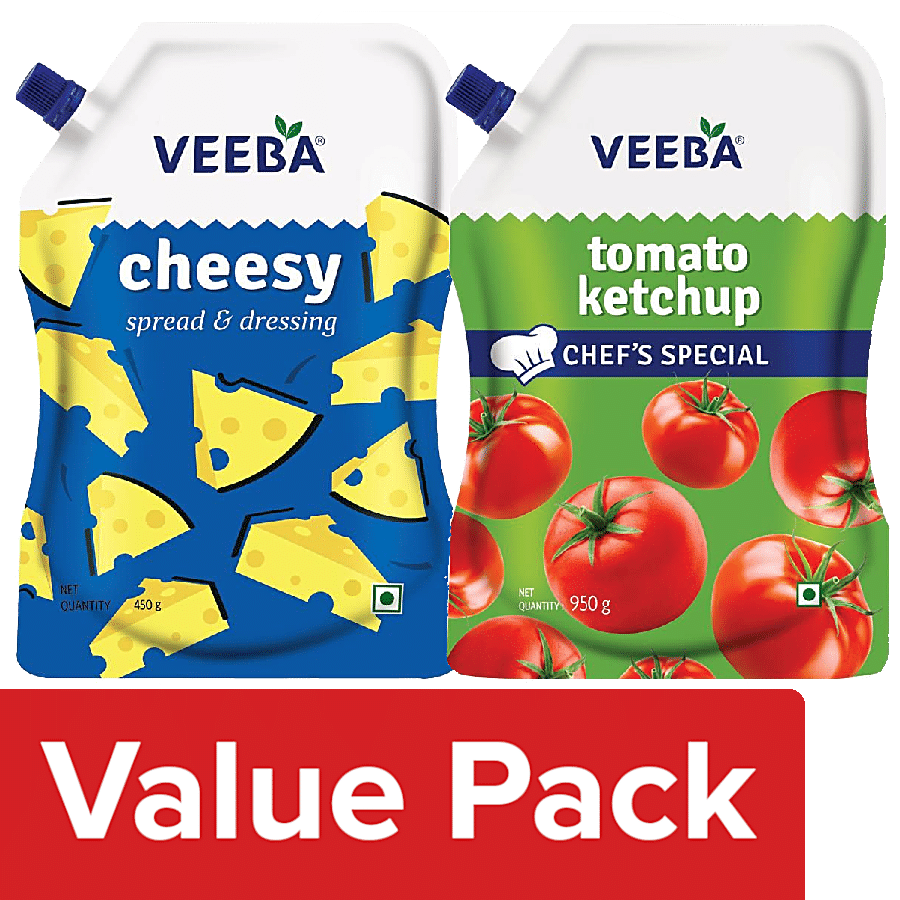 VEEBA Cheesy Spread & Dressing 450 g + Tomato Ketchup - Chef's Special 950 g