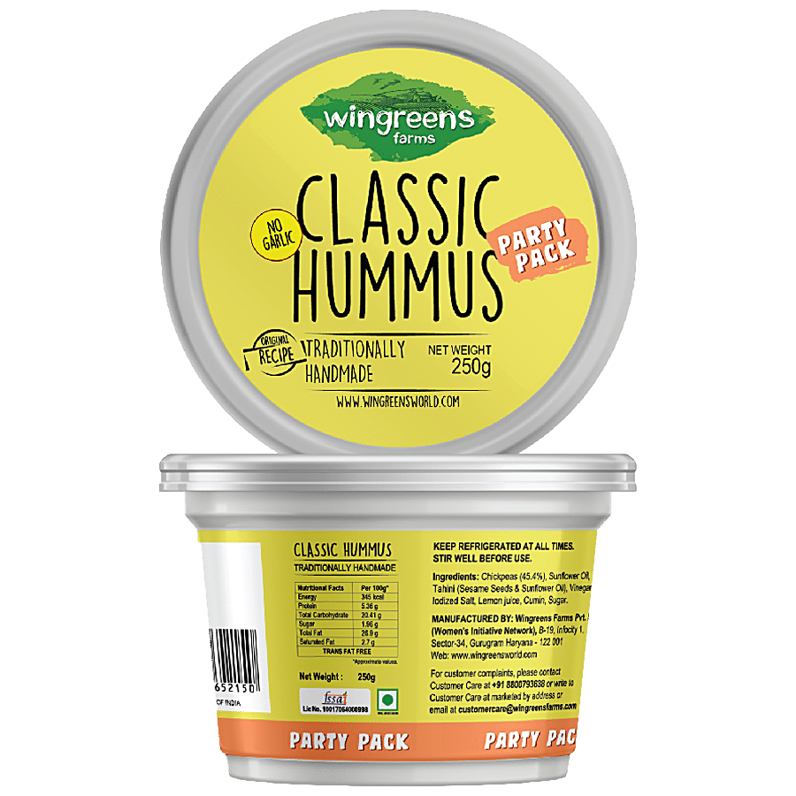 Wingreens Farms Classic Hummus - With No Garlic