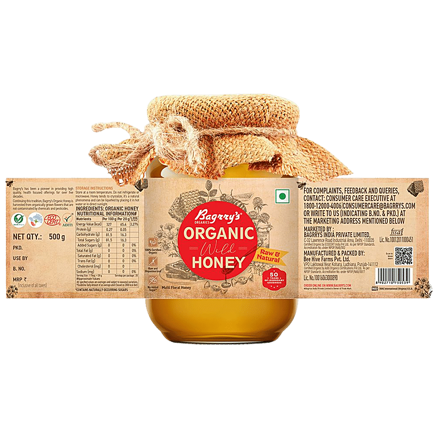 Bagrrys Organic Wild Honey - Raw & Natural