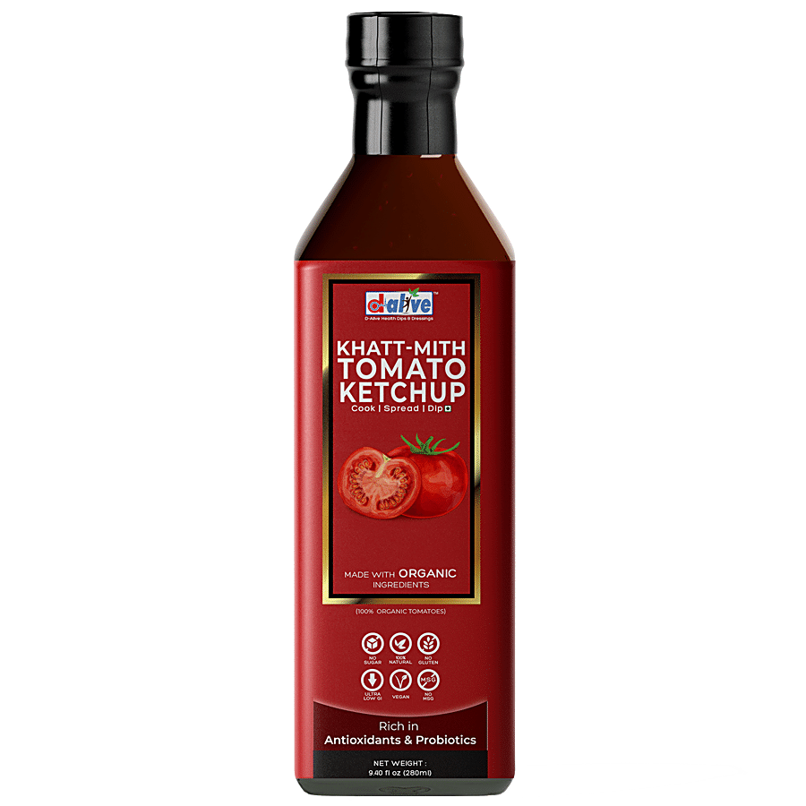 D-Alive Khatt-Mith Organic Tomato Ketchup - Dipping & Cooking Sauce