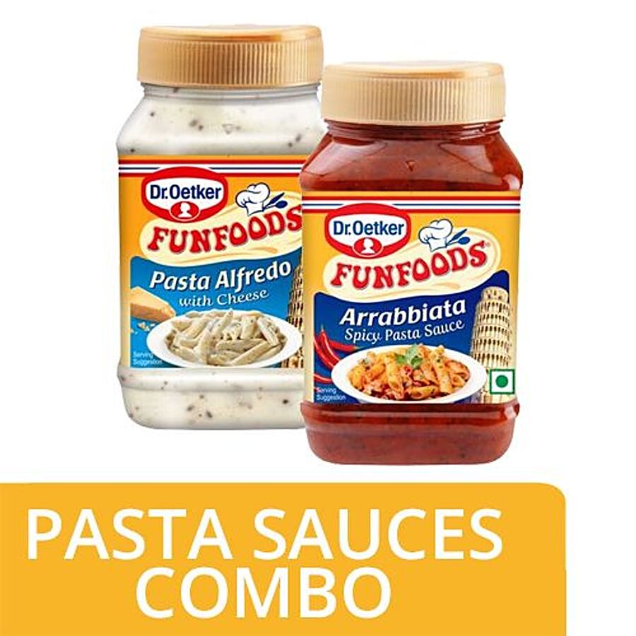 Funfoods Pasta Sauce - Alfredo With Cheese 275 Gm + Pasta Sauce - Arrabbiata 325 Gm