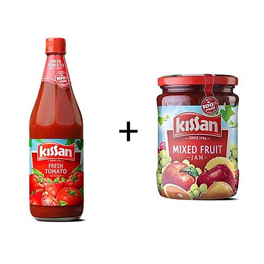 Kissan Fresh Tomato Ketchup 1 Kg + Mixed Fruit Jam 700 Gm