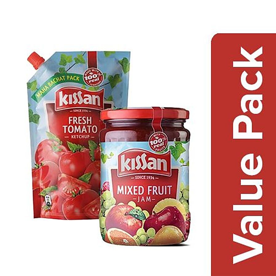 Kissan Fresh Tomato Ketchup 950 gm + Mixed Fruit Jam 700 gm