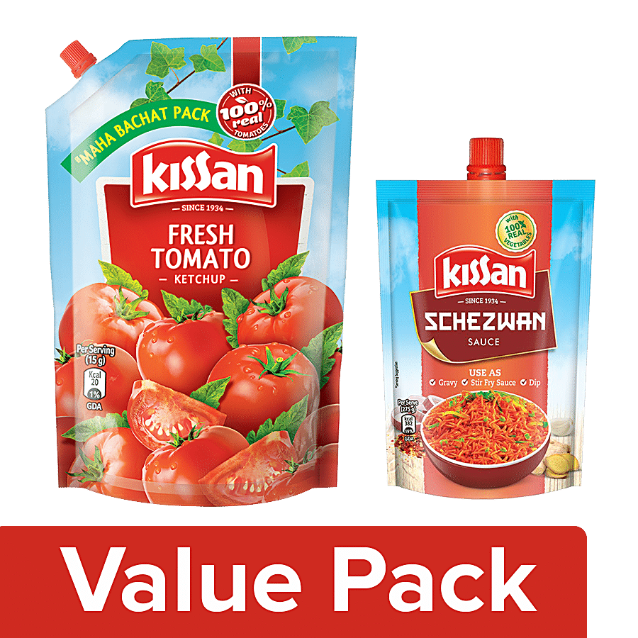 Kissan Fresh Tomato Ketchup 950 gm Pouch + Sauce - Schezwan 200 gm