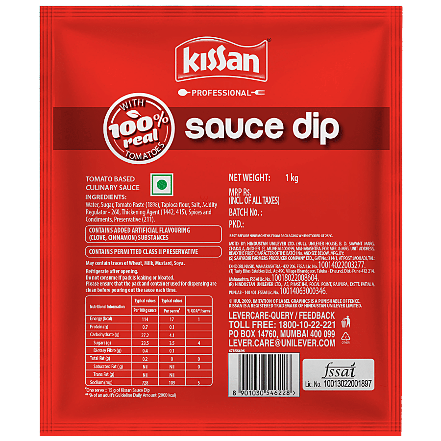 Kissan Sauce Dip - 100% Real Tomatoes