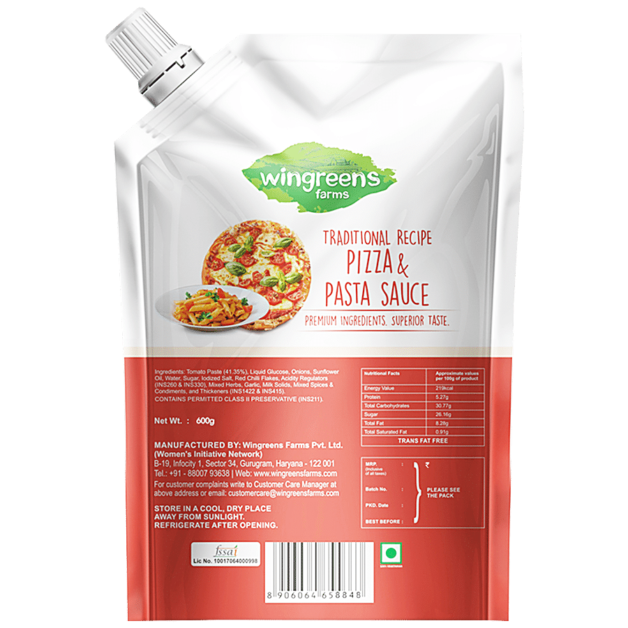 Wingreens Farms Pizza & Pasta Sauce - Traditional Recipe