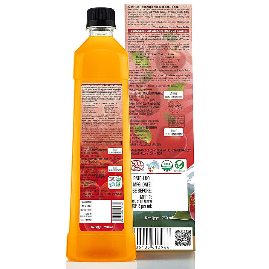 WOW Life Science  Organic Apple Cider Vinegar - Raw