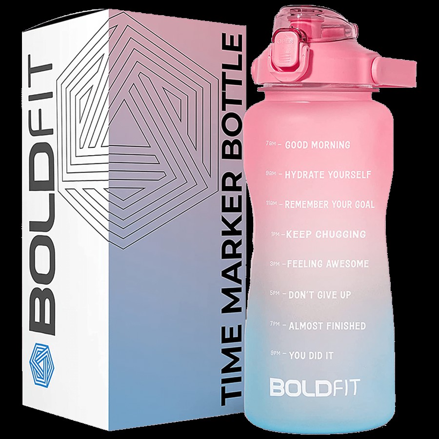 Boldfit Motivational Plastic Gym Gallon Water Bottle - With Time Markers