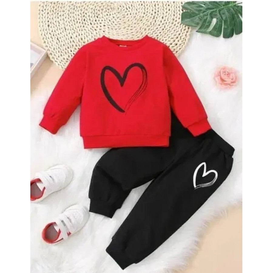 HEART print T-Shirts with Pyjamas (red and black)