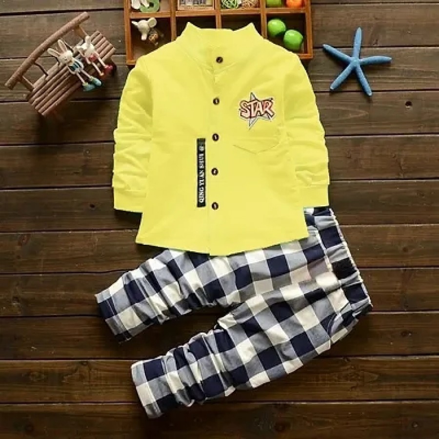 Yellow STAR Boys Top and Bottom Sets