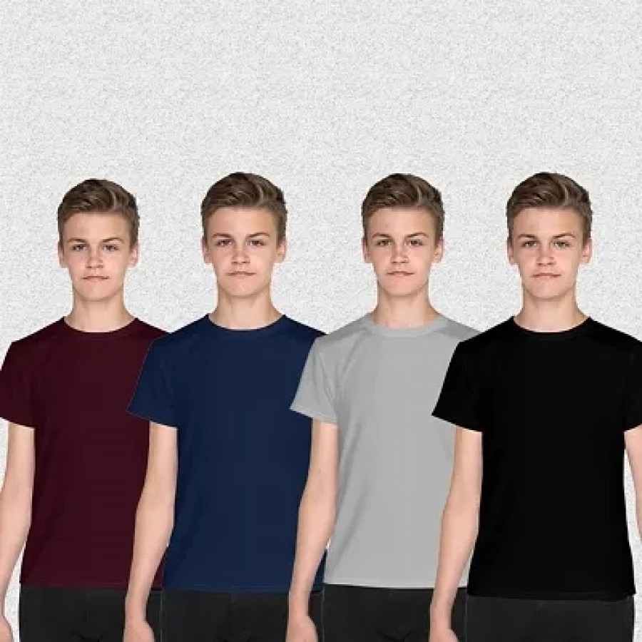 CLOTHINKHUB Boys Round Neck Half Sleeve T-Shirt Pack of 4