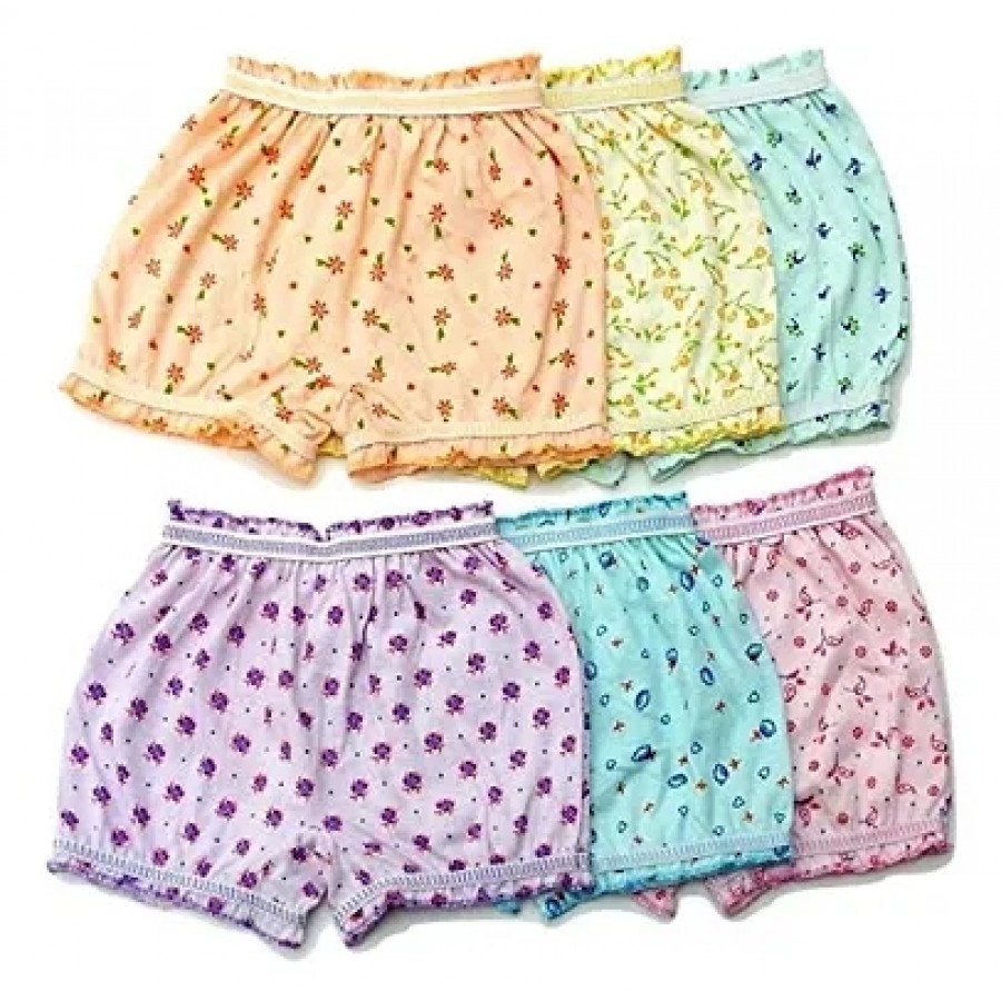 BEXZZOR Pure Cotton Printed Bloomer Panties for Girls  Kids (Pack of 6)