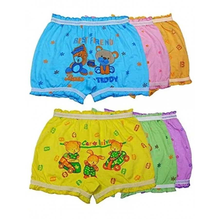 BEXZZOR Pure Cotton Printed Bloomer Panties for Girls  Kids (Pack of 6) Yellow