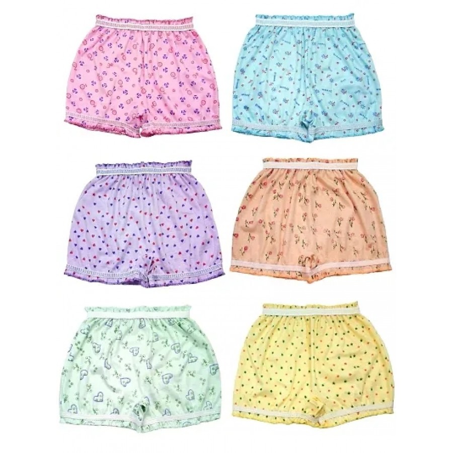 KIDBIRD Pure Cotton Printed Multi-Coloured Bloomer Panties for Girls  Kids (Pack of 6)