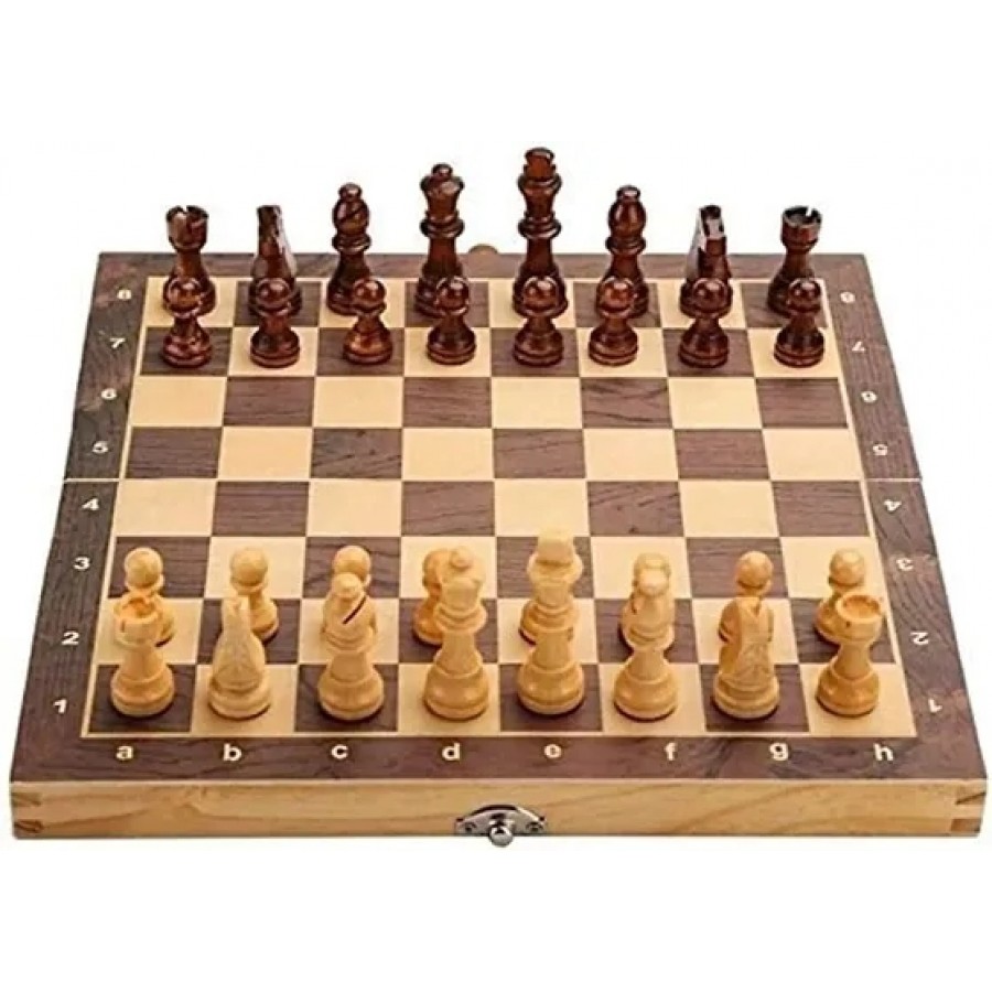 12 Inch Wooden Foldable Chess Board | Chess Game with 32 Pieces Of Chess Coins/Pawns | Brain Exercise Game