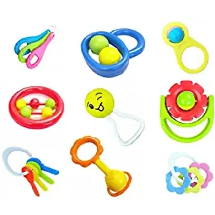 BPA Free Non Toxic Toddler Baby Rattles 9 Piece Rattle Set 1