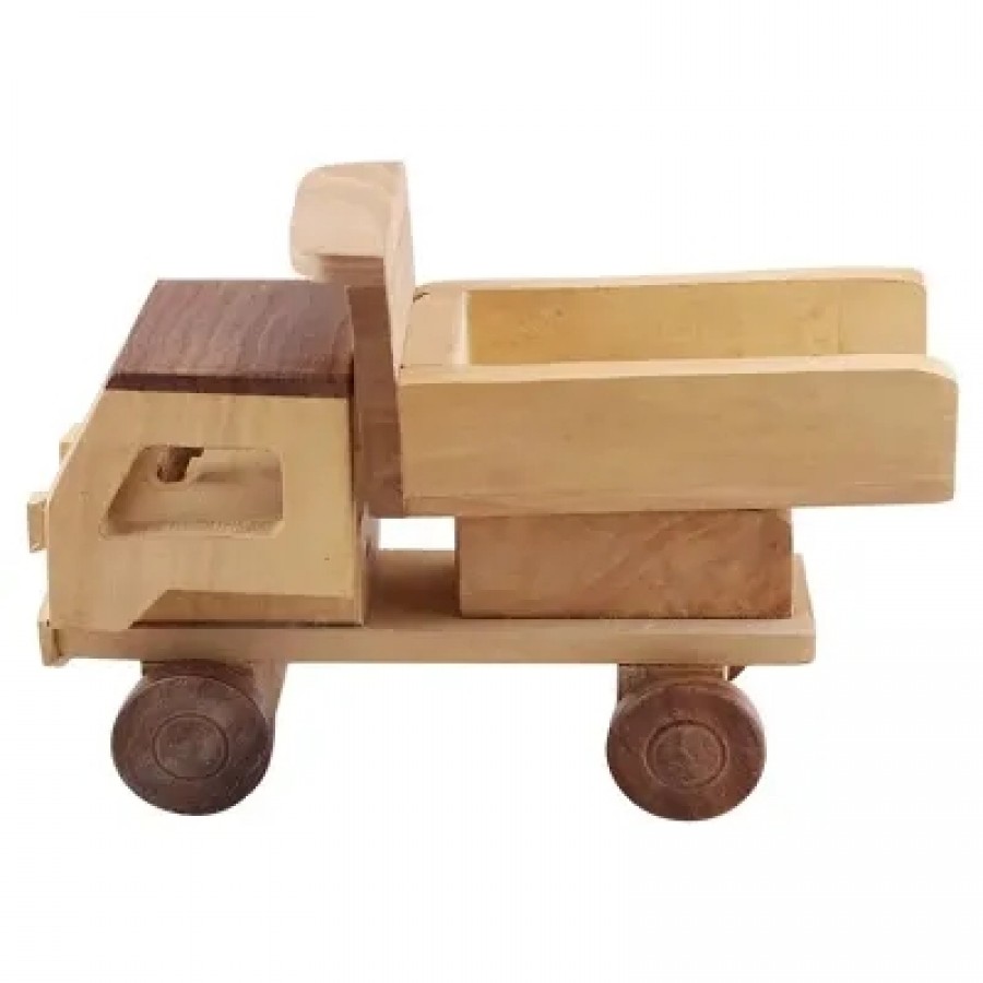 Beautiful Wooden Classical Dumper Truck Moving Toy Showpiece