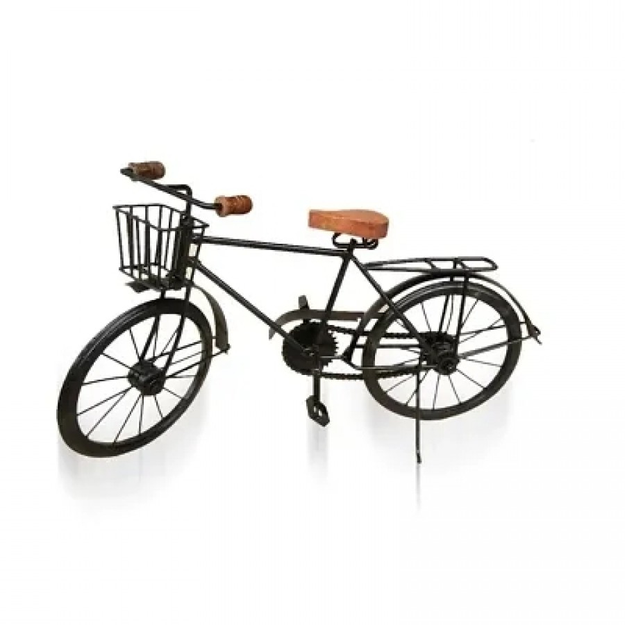 Black Wooden And Wrought iron Model Cycle With Little Basket