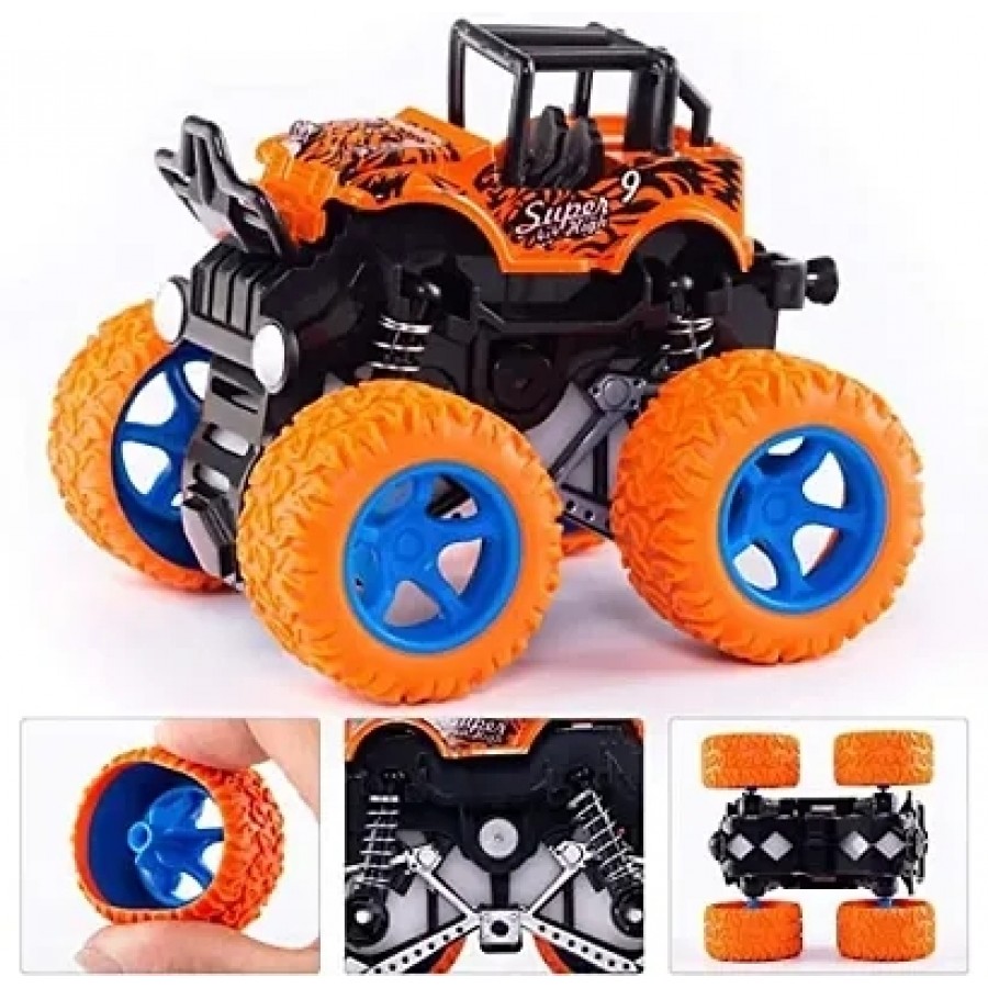 Push and Go Mini Off-Road Vehicle Inertia Car Monster Truck Children Dump Truck Stunt Car Educational Toy Car, 360 Degree Stunt car