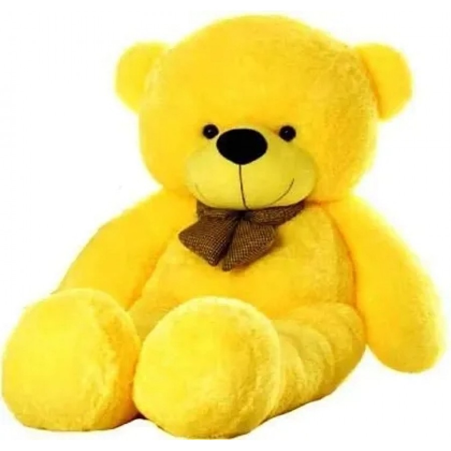 Yellow Fur Filled With Pure Fiber Teddy Bear ( 3 Feet )