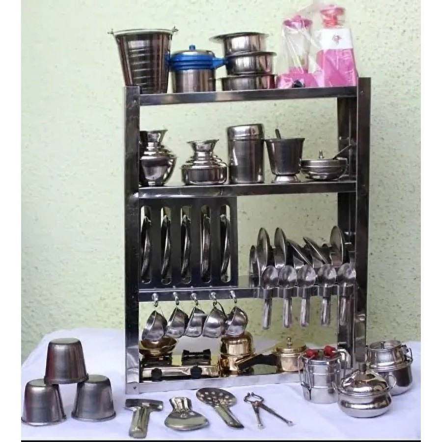 New Tirtha Enterprises Miniature Steel Kitchen Toy Set bhatukali (Kids Toys