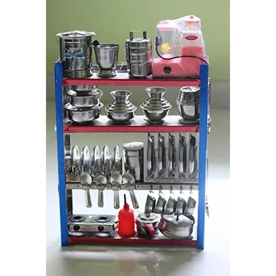 New Tirtha Enterprises Miniature Steel Kitchen Toy Set bhatukali (Kids Toys