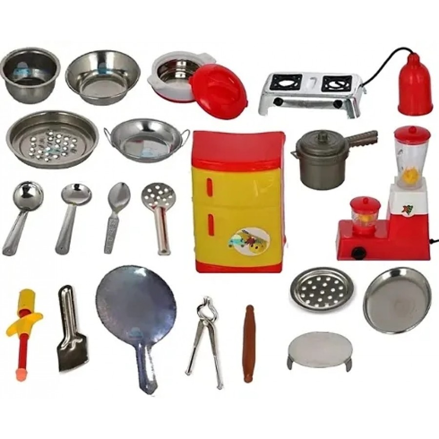 New Tirtha Enterprises Miniature Steel Kitchen Toy Set bhatukali (Kids Toys