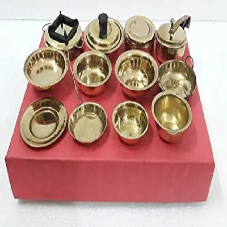 brass miniature kitchen toy set of 12 peice