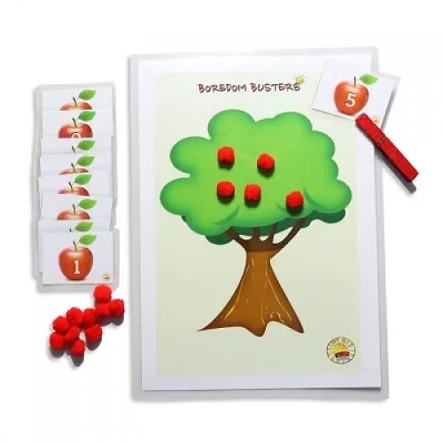 10 laminated small cards / 1 laminated tree / 15 red colour pom poms / 1 wooden craft clip (Peg) For Kids