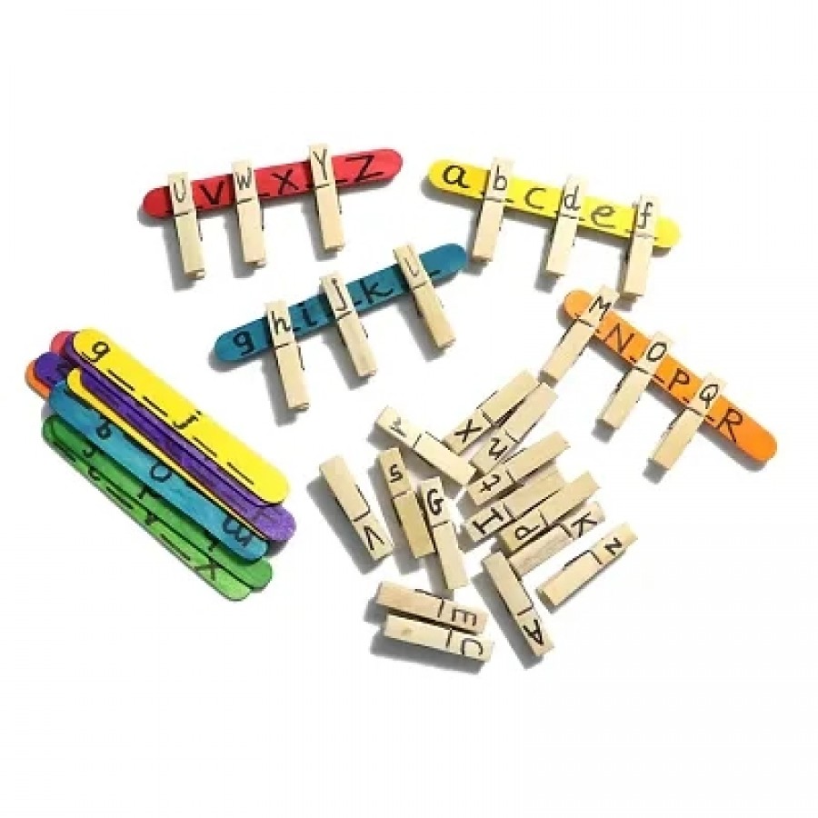 15 stick / 26 wooden craft clip (Peg) For Kids