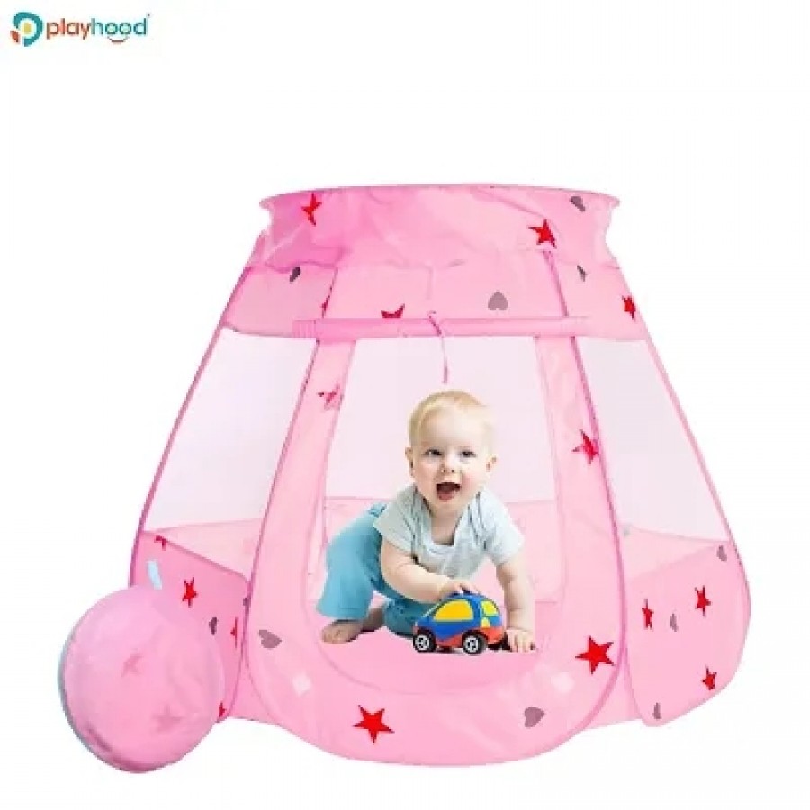 Playhood Pink Star Pop-Up Play Tent House for Kids, Girls and Boys Pack of 1 (without Balls)