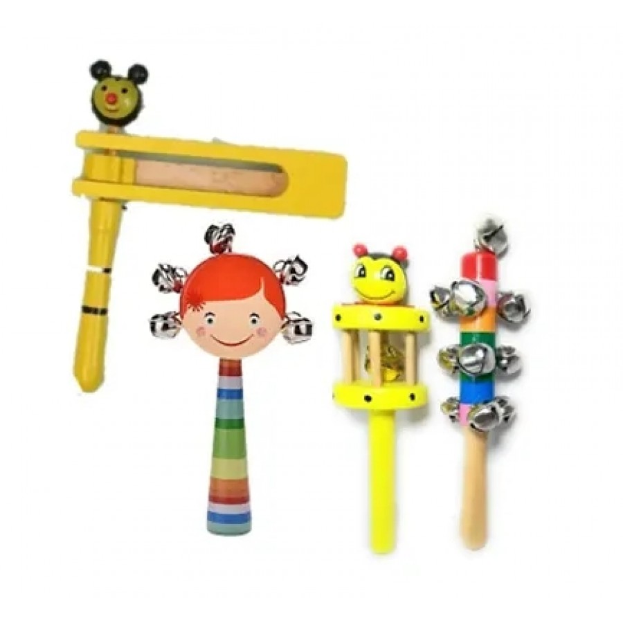 DruArts Handmade Wooden Rattle/Jhunjhuna toys for baby (set of 4)