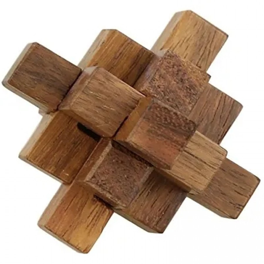 Handmade Wooden Crystal IQ Teaser Puzzle - 3D Magic Game Mini Cross For Children - Unique Kids Gifts