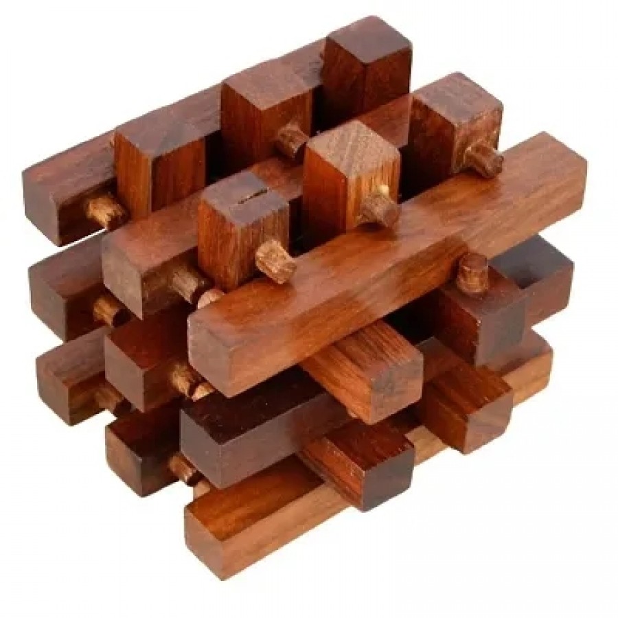 Handmade Wooden IQ Teaser Puzzle Magic Games Jailed Square for Children Unique Gifts