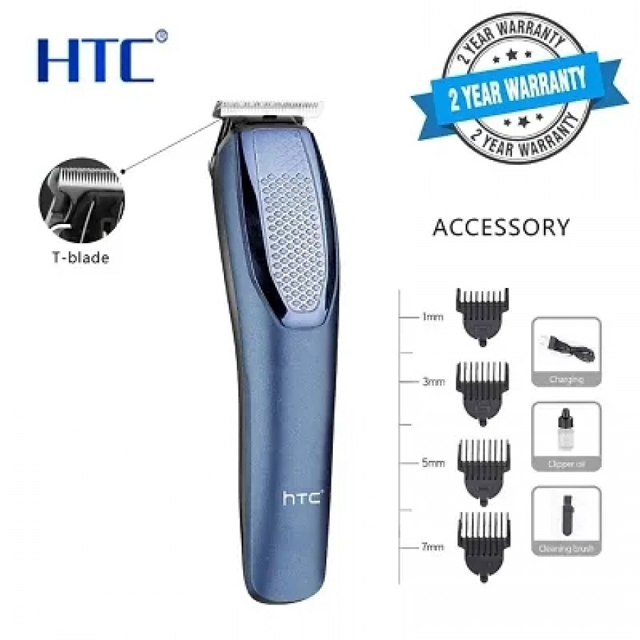 HTC-1210 Rechargeable Trimmer for professional man use with shining and attractive design with chargeable pin and stylish beard and hair cutting