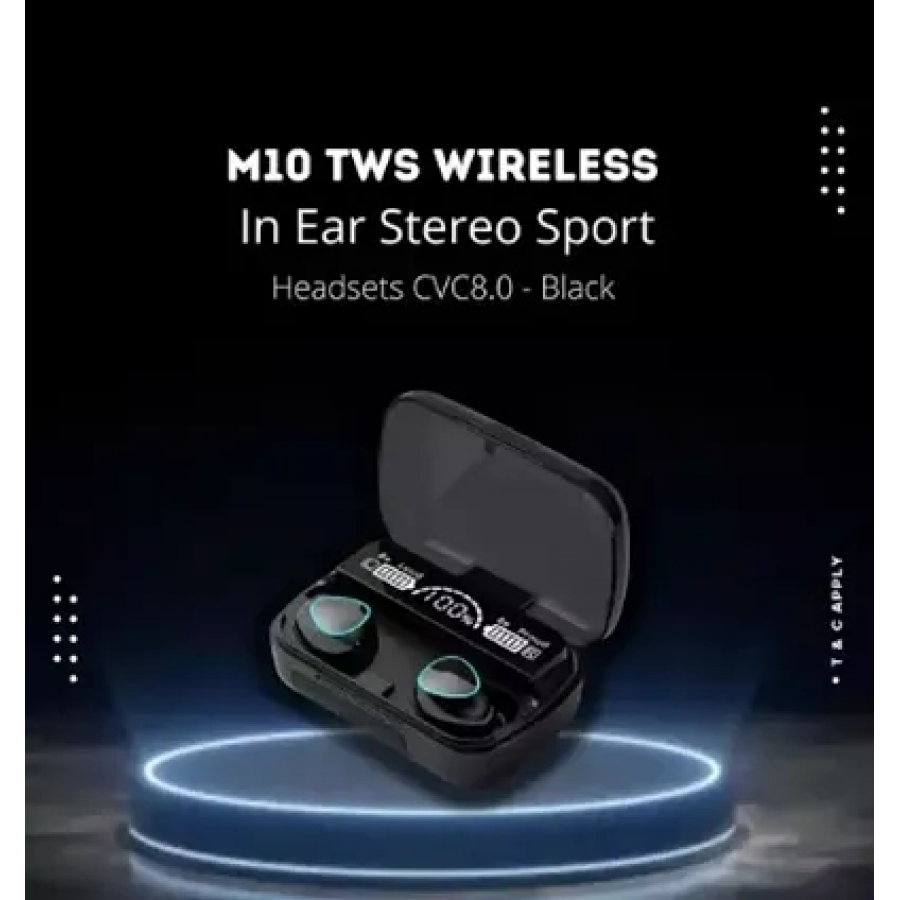 M10 TWS Bluetooth Earbuds Wireless Bluetooth 5.1 Stereo IPX7 Waterproof Bluetooth Headset  (Black, True Wireless)