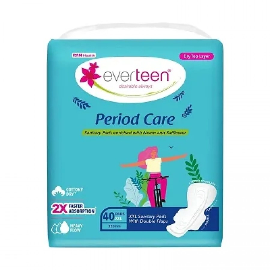 Everteen Period Care Xxl Dry With Neem And Safflower Sanitary Pad 1 Pack 40 Pads 320Mm Sanitary Needs Pads