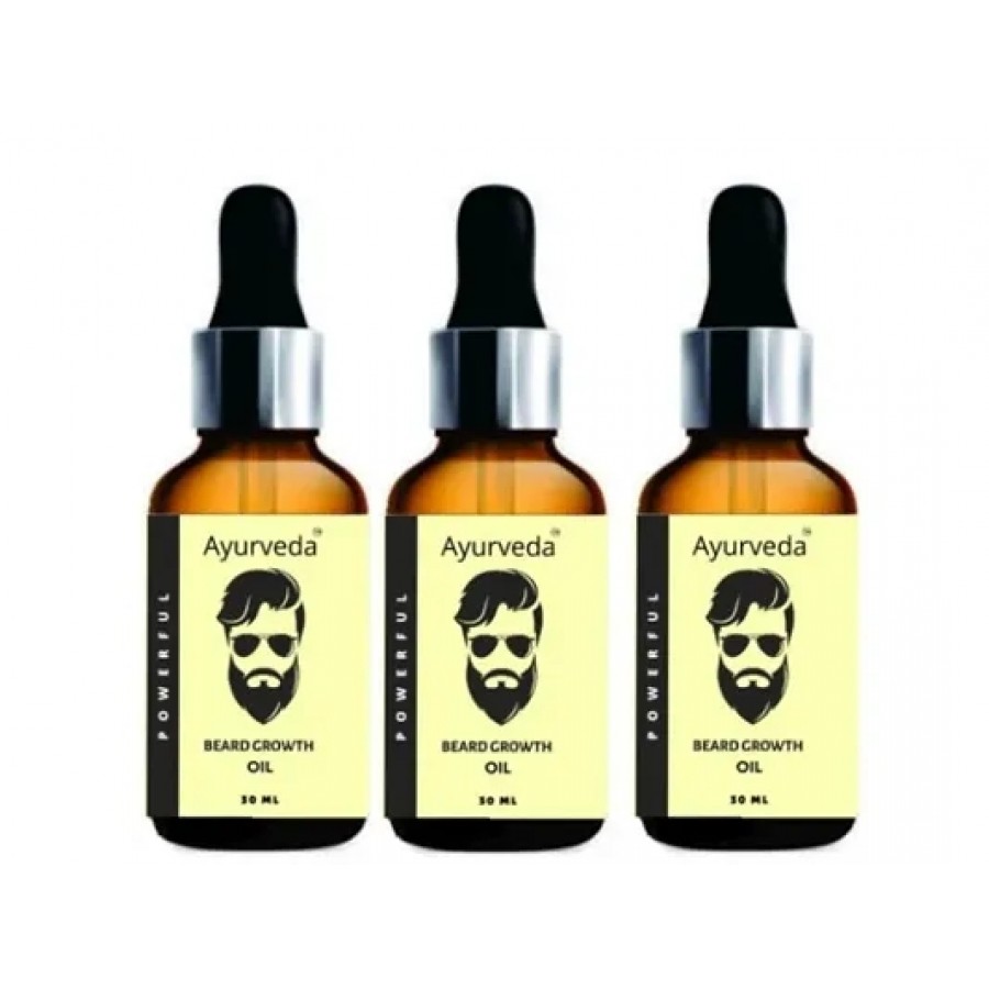 Advanced Powerful Ayurveda Beard Growth Oil(Pack Of 3, 30 ml Each)