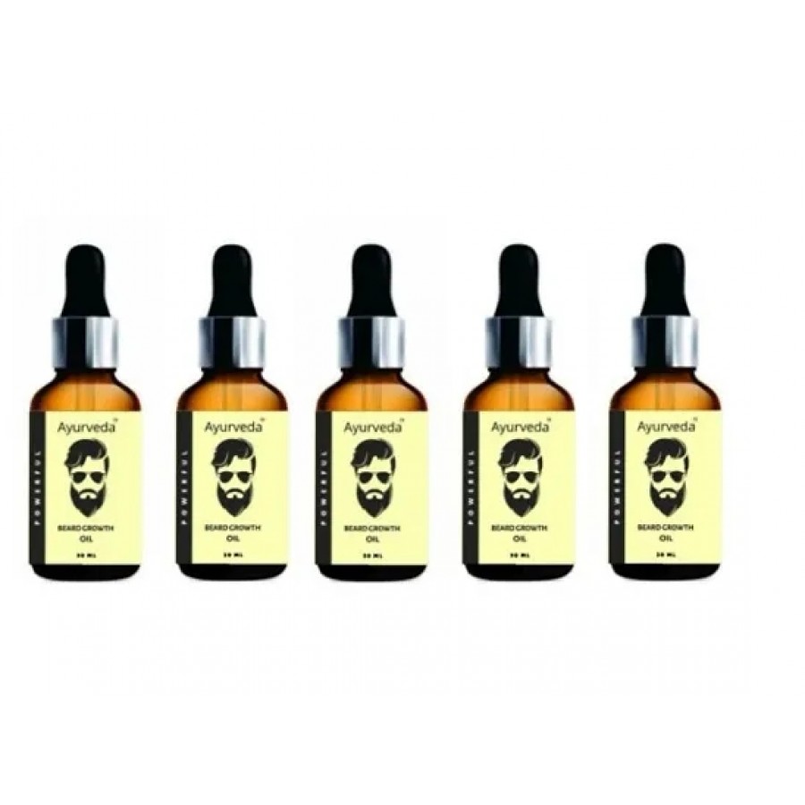 Advanced Powerful Ayurveda Beard Growth Oil(Pack Of 5, 30 ml Each)