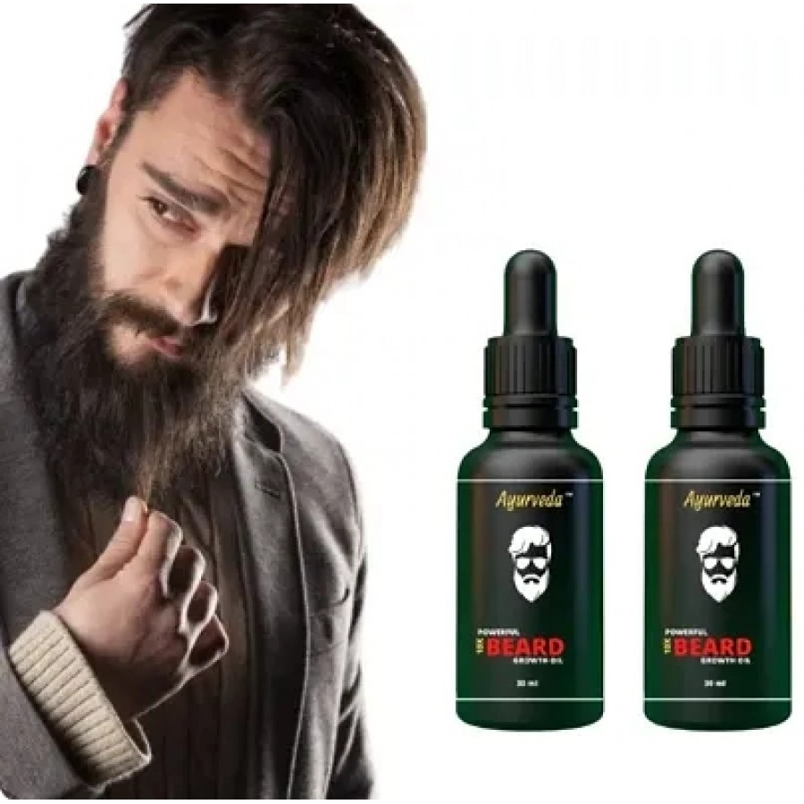 Ayurveda Beard Growth Oil-For Faster Beard Growth-100% Pure And Organic (Pack of 2)