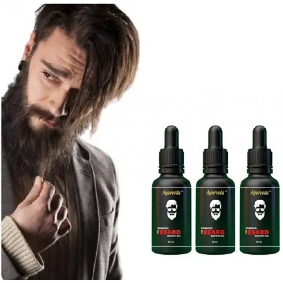 Ayurveda Beard Growth Oil-For Faster Beard Growth-100% Pure And Organic (Pack of 3)