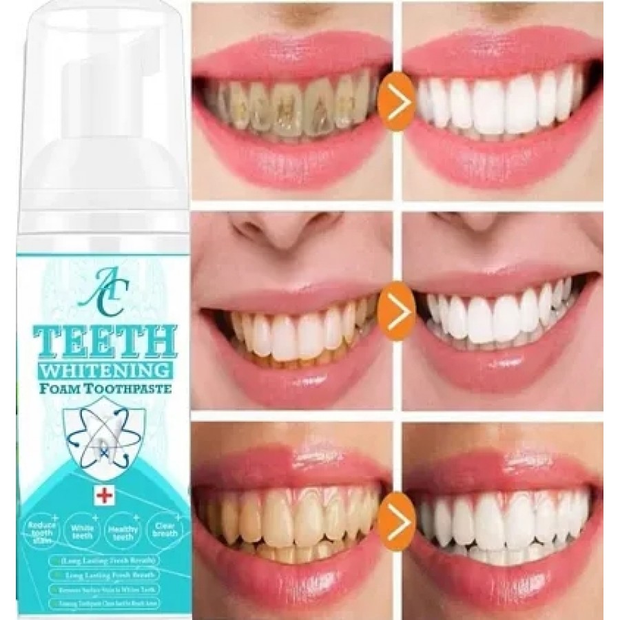 Teeth Whitening Foam, Cleaning Germs, Freshen Breath, and Remove Plague Stains, 60ml