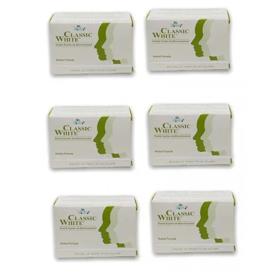 Classic White Skin Whitening Soap (Pack of 6, 85g Each)