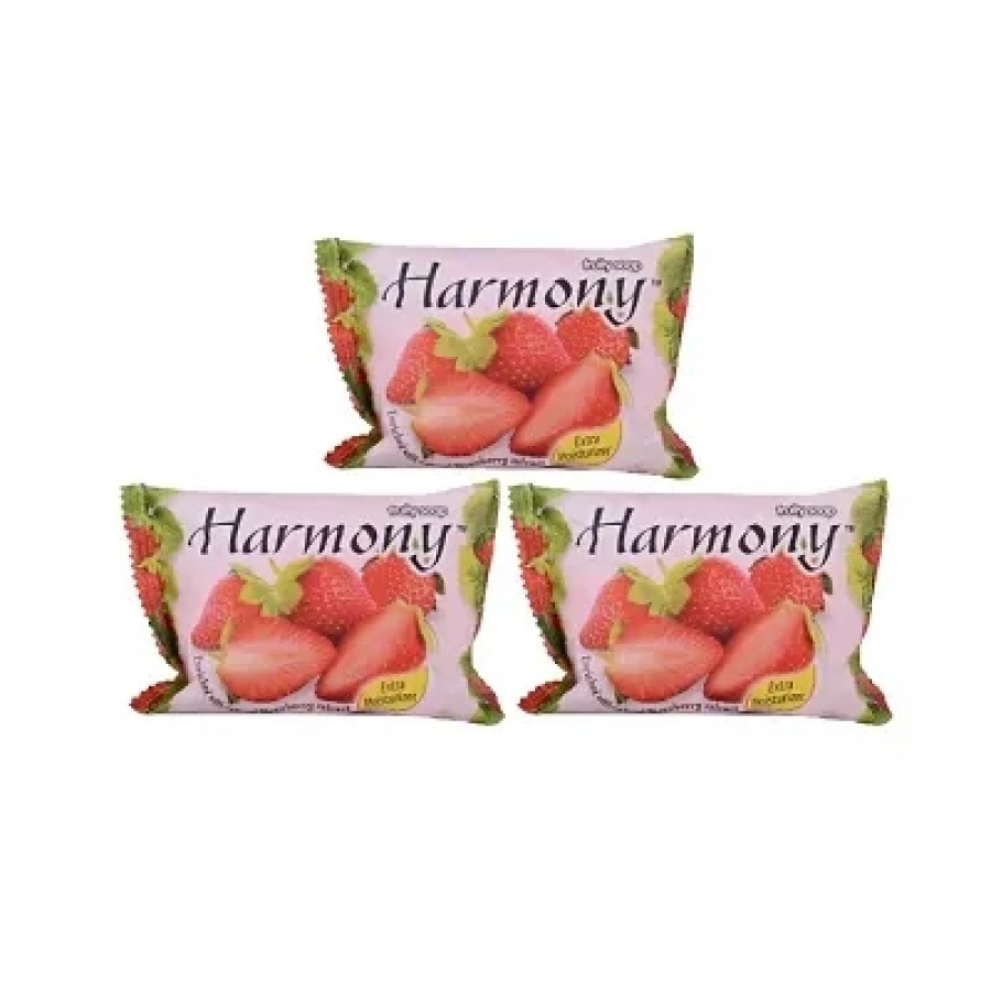 Harmony Strawberry Bath Soap - 75g (Pack Of 3)