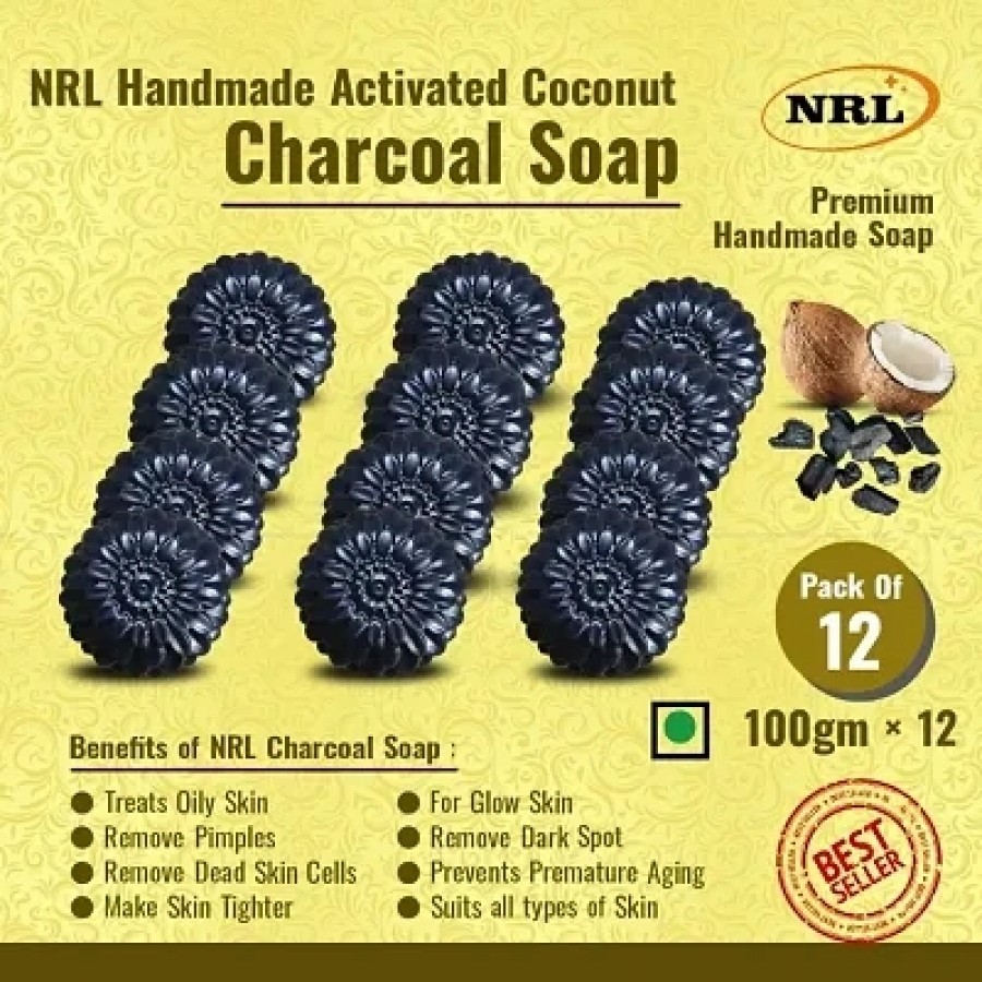 Nrl Handmade Activated Coconut Charcoal Soap Pack Of 12 Soap And Body Wash Soap