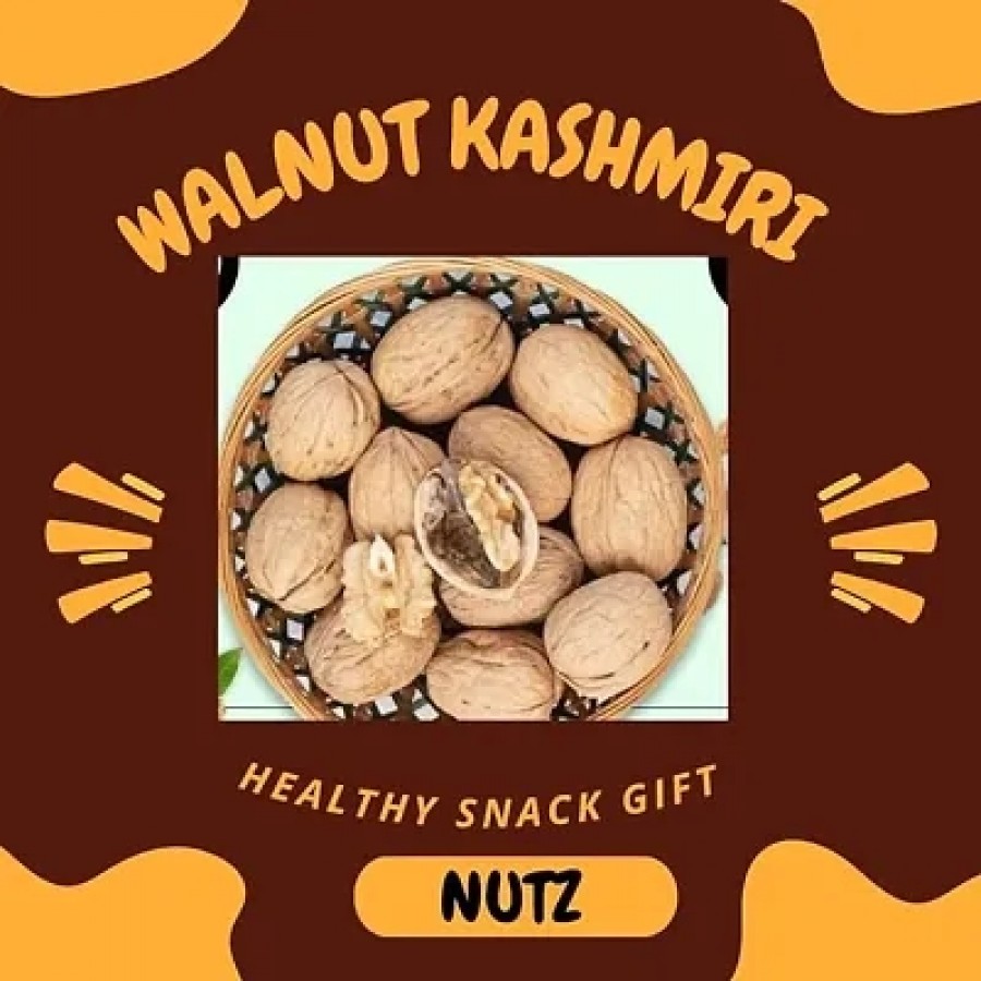 NutZ Premium Walnut Kashmiri  100 percent Pure Akhrot with Shell  Delicious  Crunchy Walnut  Brain food  Healthy Snack Gift  High in Protein Resealable Pack1kg