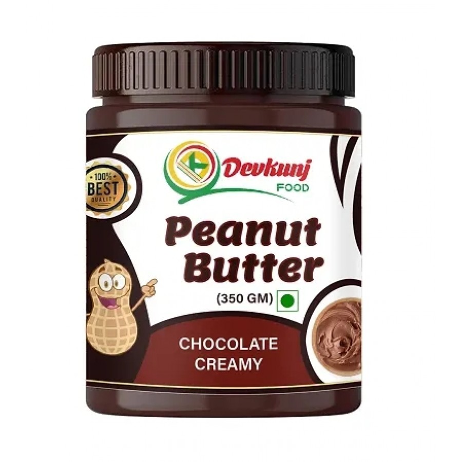 DEVKUNJ FOOD Chocolate Peanut Butter Creamy 350GM | Made With Premium Dark Chocolate