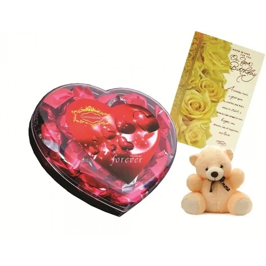 Skylofts Chocolate Valentine's Heart Box with 15pcs Chocolate , a Cute Teddy  Birthday Card