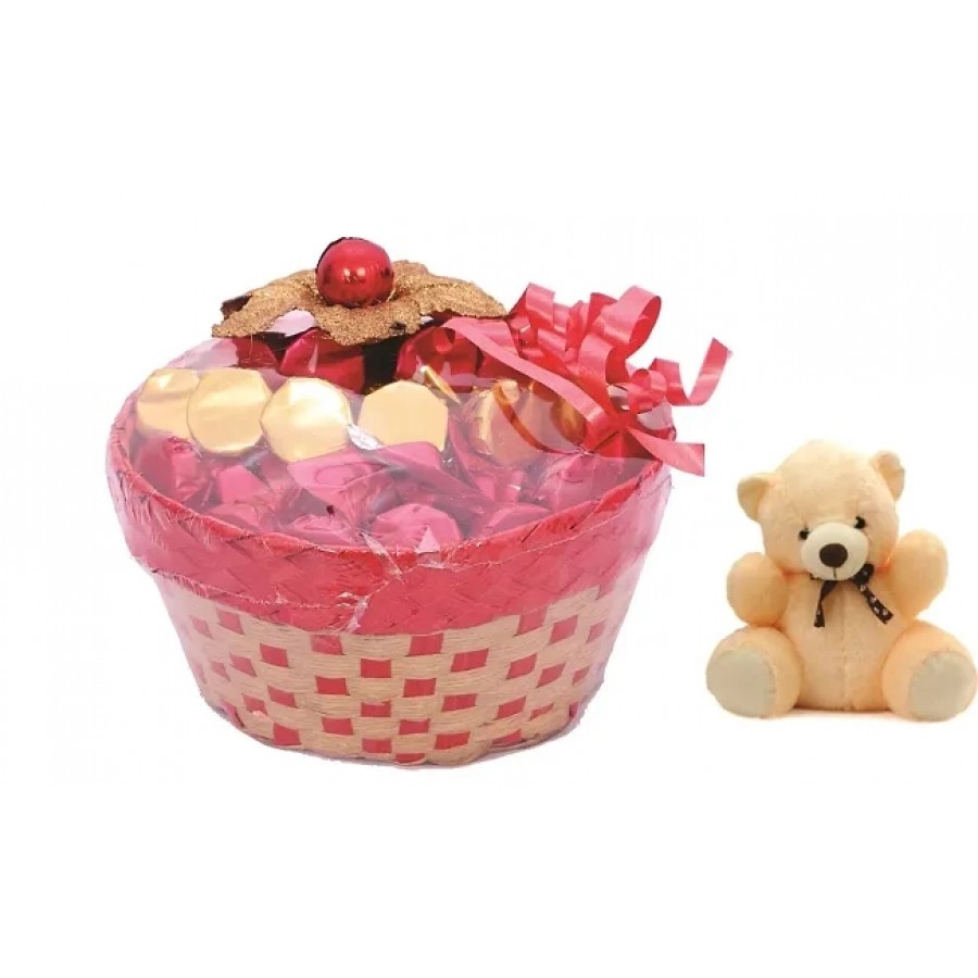 Skylofts Lovely Chocolate Basket with 25pc Chocolates (with Teddy Bear)