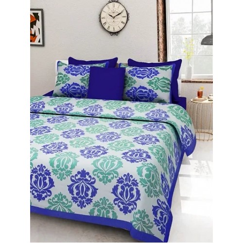 104 TC Cotton Double Jaipuri Prints Flat Bedsheet